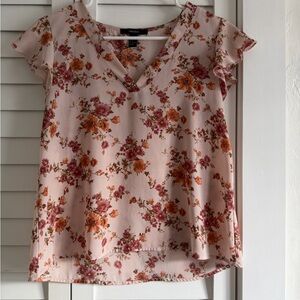Forever 21 Floral Blouse in Pink and Orange